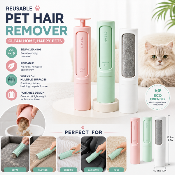 Reusable pet hair remover roller for dog and cat fur