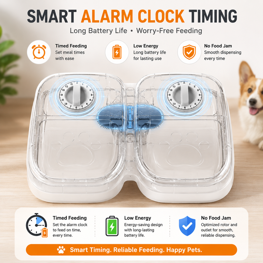 Gravity-fed cat and dog feeder providing continuous food and water