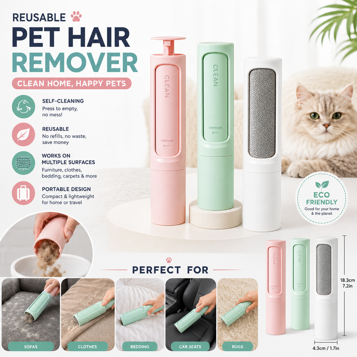 Reusable pet hair remover roller for dog and cat fur