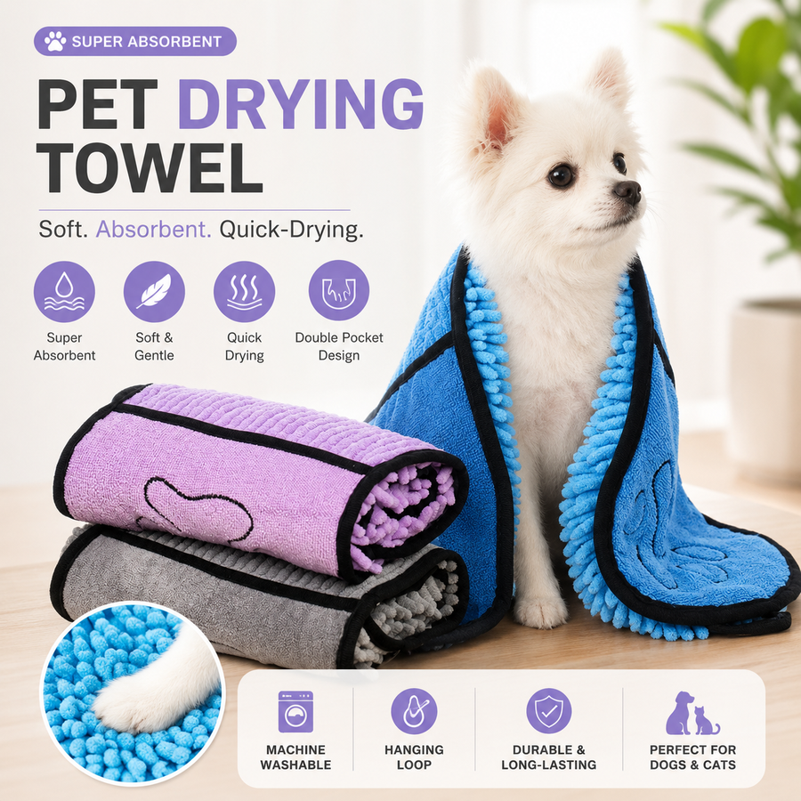 Super absorbent microfiber pet towel for dogs and cats